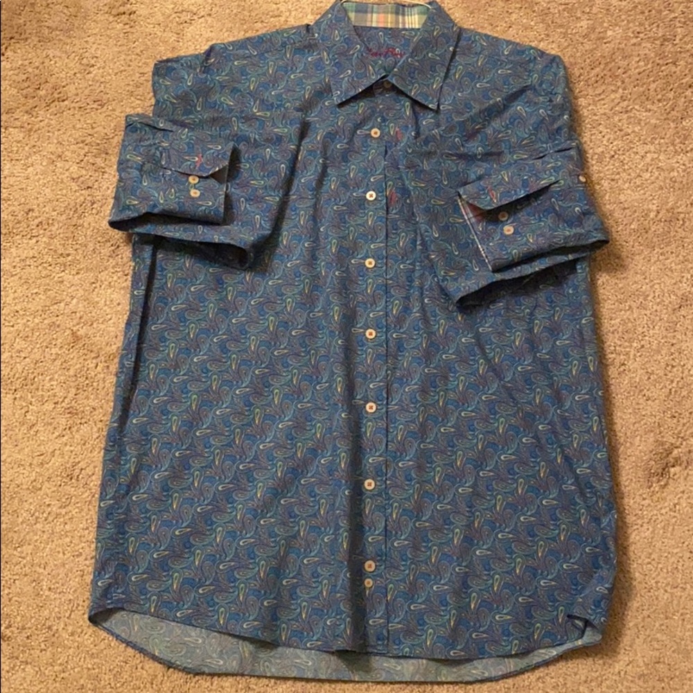 Blue Paisley print dress shirt
